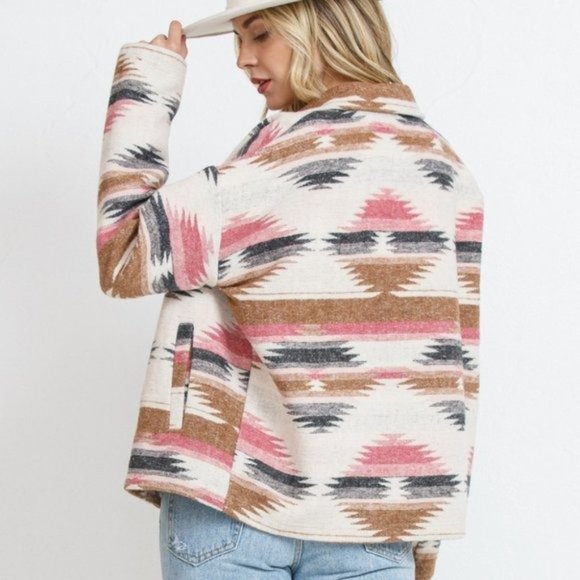 Jackets & Blazers - New Aztec Print Jacket Button Front with Pockets
